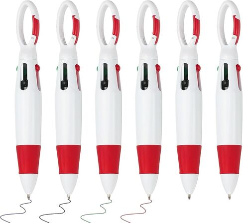 PATIKIL 4 Colors Retractable Ballpoint Pens, 6Pcs 1.0mm Ballpoint Pen with Buckle Clip Keychain for Office Supplies Children Gift, Rose Red in Kuwait