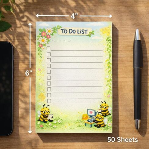 Bee Sticky Notes Gifts,50 Sheets 4x6 Inch Insect-Themed Notepad, Bee Lover Gift Stationery Stuff Decor, Birthday Gifts for Men, Women, Office Coworker, Friend in Saudi Arabia