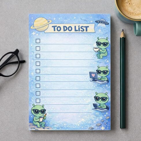 Alien Sticky Notes Gifts,50 Sheets 4x6 Inch Space-Themed Notepad, Alien Lover Gift Stationery Stuff Decor, Birthday Gifts for Men, Women, Office Coworker, Friend in Saudi Arabia