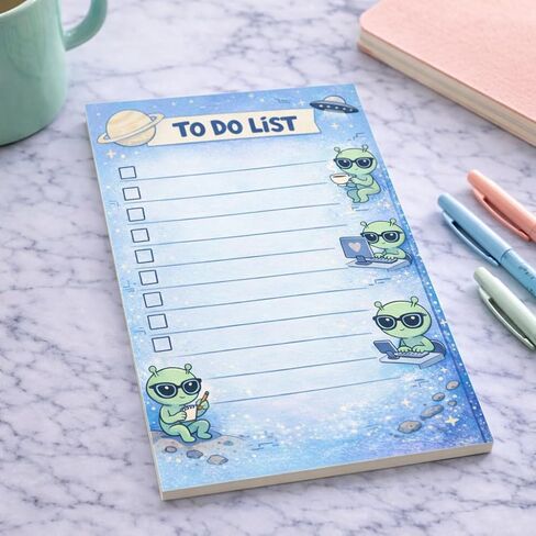 Alien Sticky Notes Gifts,50 Sheets 4x6 Inch Space-Themed Notepad, Alien Lover Gift Stationery Stuff Decor, Birthday Gifts for Men, Women, Office Coworker, Friend in Saudi Arabia