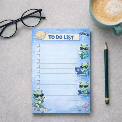 Alien Sticky Notes Gifts,50 Sheets 4x6 Inch Space-Themed Notepad, Alien Lover Gift Stationery Stuff Decor, Birthday Gifts for Men, Women, Office Coworker, Friend in Saudi Arabia