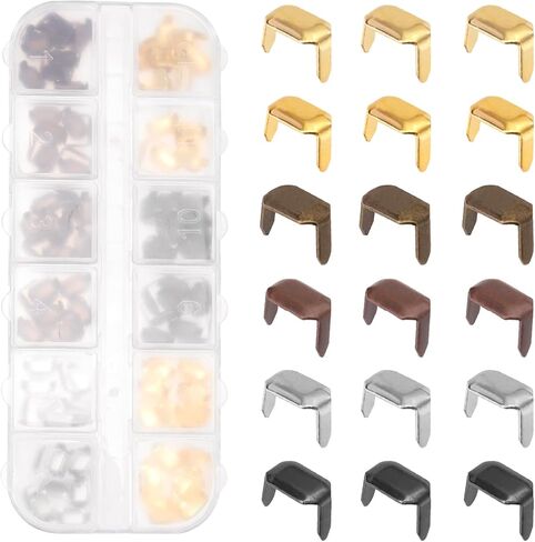 Keadic 120Pcs Leather Staples, 6 Colors Leather Belt Loops Fastener Rectangle Metal Leather Staples for Belt Clip Keeper Leathercraft in Kuwait