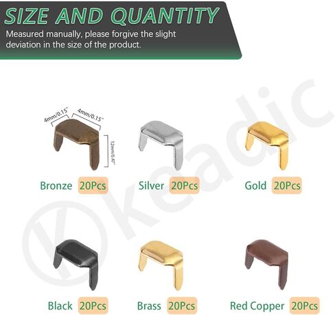Keadic 120Pcs Leather Staples, 6 Colors Leather Belt Loops Fastener Rectangle Metal Leather Staples for Belt Clip Keeper Leathercraft in Kuwait