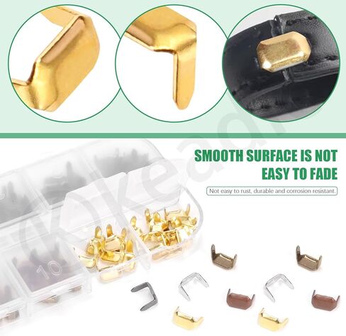 Keadic 120Pcs Leather Staples, 6 Colors Leather Belt Loops Fastener Rectangle Metal Leather Staples for Belt Clip Keeper Leathercraft in Kuwait