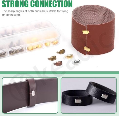Keadic 120Pcs Leather Staples, 6 Colors Leather Belt Loops Fastener Rectangle Metal Leather Staples for Belt Clip Keeper Leathercraft in Kuwait