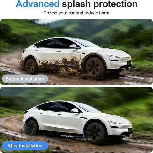 2025 New Tesla Model Y Juniper Accessories Mud Flaps - [Stay Clean Protect Paint No Drilling Required] ESDOPA All Weather Splash Guards Body Kits Compatible with Tesla New Model Y 2026(Black Set of 4) in Saudi Arabia