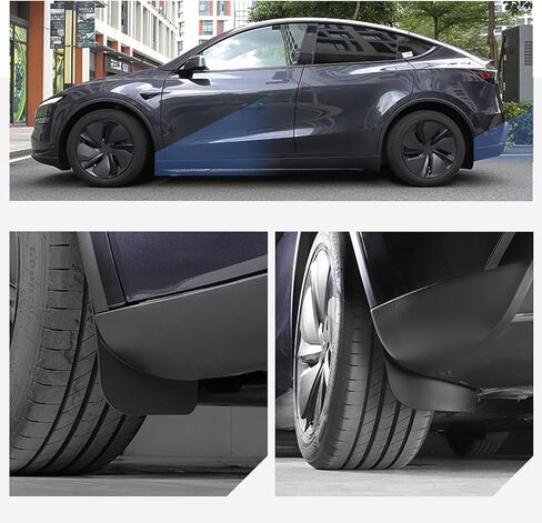 2025 New Tesla Model Y Juniper Accessories Mud Flaps - [Stay Clean Protect Paint No Drilling Required] ESDOPA All Weather Splash Guards Body Kits Compatible with Tesla New Model Y 2026(Black Set of 4) in Saudi Arabia