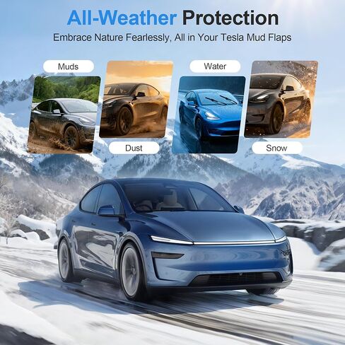 2025 New Tesla Model Y Juniper Accessories Mud Flaps - [Stay Clean Protect Paint No Drilling Required] ESDOPA All Weather Splash Guards Body Kits Compatible with Tesla New Model Y 2026(Black Set of 4) in Saudi Arabia