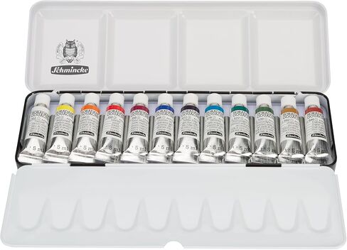 Schmincke - HORADAM® GOUACHE colour box compact metal box with 12 finest, strong gouache colours in 5 ml tubes, 72716097, painting set in Kuwait