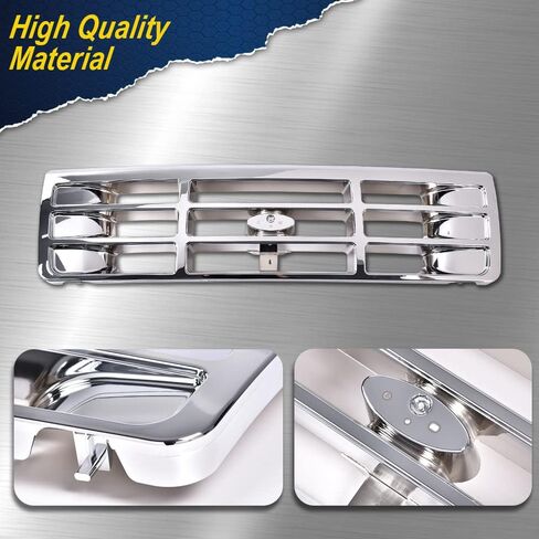 شبكة شواية كروم من CHEDA، متوافقة مع 1992-1996 Ford F150 1992-1997 Ford F250، بلاستيك، فضي in Kuwait