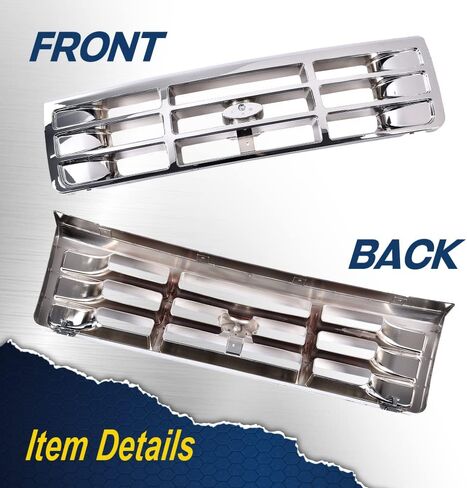 شبكة شواية كروم من CHEDA، متوافقة مع 1992-1996 Ford F150 1992-1997 Ford F250، بلاستيك، فضي in Kuwait