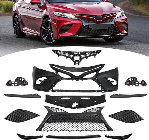 Bewild Front Bumper Body Assembly Fit For 2018 2019 2020 Toyota Camry SE/XSE Front Bumper Grille Assy + Foglights Cover + Radiator Support Cover Replacement 13pcs Kit in Saudi Arabia