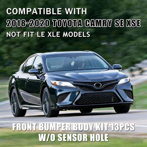 Bewild Front Bumper Body Assembly Fit For 2018 2019 2020 Toyota Camry SE/XSE Front Bumper Grille Assy + Foglights Cover + Radiator Support Cover Replacement 13pcs Kit in Saudi Arabia