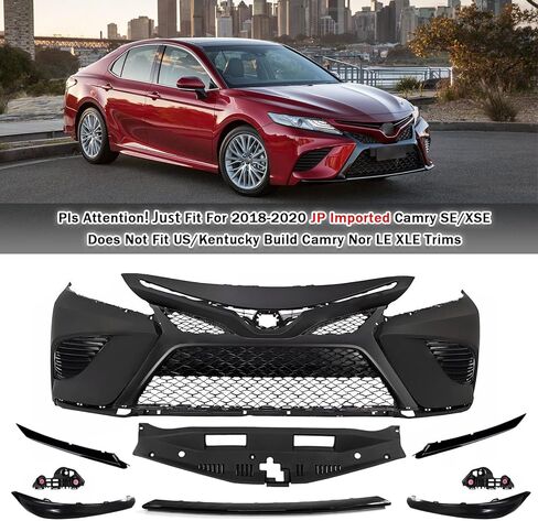 Bewild Front Bumper Body Assembly Fit For 2018 2019 2020 Toyota Camry SE/XSE Front Bumper Grille Assy + Foglights Cover + Radiator Support Cover Replacement 13pcs Kit in Saudi Arabia