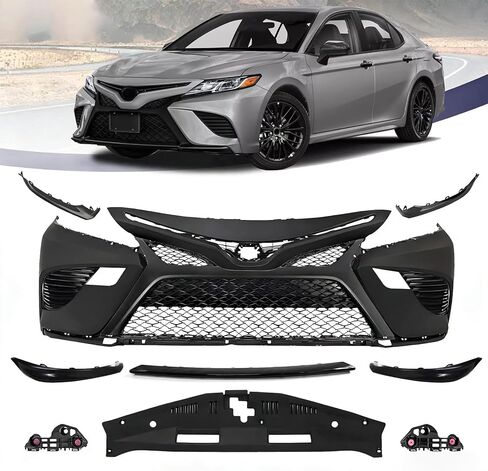 Bewild Front Bumper Body Assembly Fit For 2018 2019 2020 Toyota Camry SE/XSE Front Bumper Grille Assy + Foglights Cover + Radiator Support Cover Replacement 13pcs Kit in Saudi Arabia