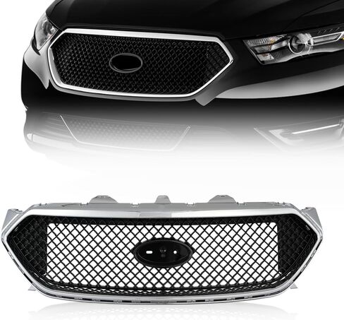 KARPAL Front Upper Grille Compatible with 2013-2018 Ford Taurus SHO Grille Glossy Black w/Chrome Trim in Kuwait