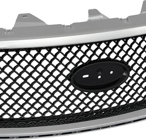 KARPAL Front Upper Grille Compatible with 2013-2018 Ford Taurus SHO Grille Glossy Black w/Chrome Trim in Kuwait