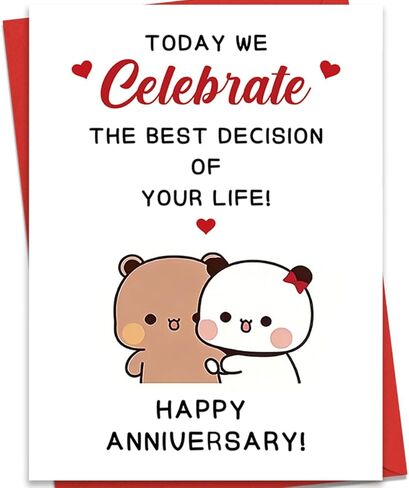Cute Anniversary Card for Him Her, Romantic Anniversary Card Gift for Boyfriend Girlfriend, Sweet Love Card for Wife Husband, Happy Anniversary Couple Greeting Card in Saudi Arabia