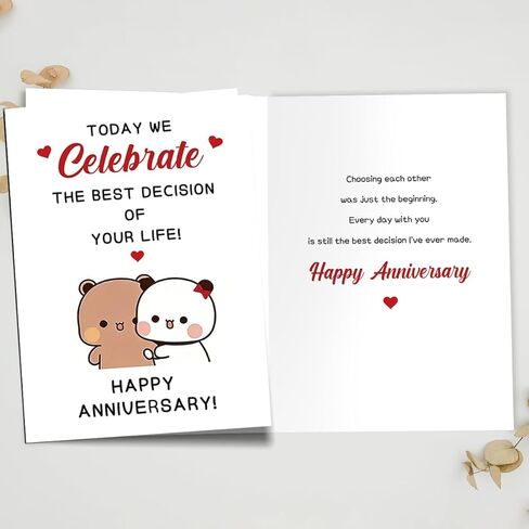 Cute Anniversary Card for Him Her, Romantic Anniversary Card Gift for Boyfriend Girlfriend, Sweet Love Card for Wife Husband, Happy Anniversary Couple Greeting Card in Saudi Arabia