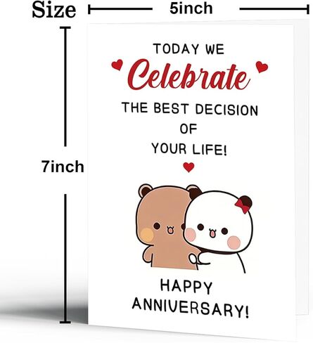Cute Anniversary Card for Him Her, Romantic Anniversary Card Gift for Boyfriend Girlfriend, Sweet Love Card for Wife Husband, Happy Anniversary Couple Greeting Card in Saudi Arabia