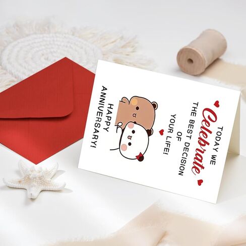 Cute Anniversary Card for Him Her, Romantic Anniversary Card Gift for Boyfriend Girlfriend, Sweet Love Card for Wife Husband, Happy Anniversary Couple Greeting Card in Saudi Arabia