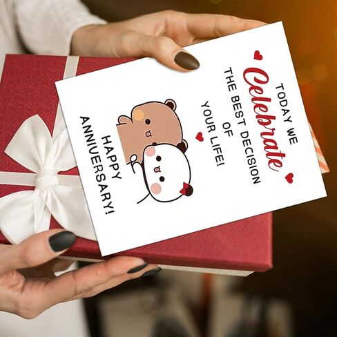 Cute Anniversary Card for Him Her, Romantic Anniversary Card Gift for Boyfriend Girlfriend, Sweet Love Card for Wife Husband, Happy Anniversary Couple Greeting Card in Saudi Arabia