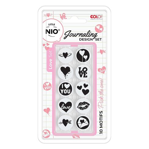 COLOP Little NIO - Love Themed Journaling Stamp Set - 10 Interchangeable Designs for Planners & Bullet Journals - Compatible with Little NIO Journalling Starter Design Set (Sold Separately) in Kuwait