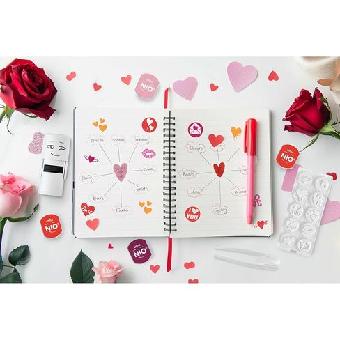 COLOP Little NIO - Love Themed Journaling Stamp Set - 10 Interchangeable Designs for Planners & Bullet Journals - Compatible with Little NIO Journalling Starter Design Set (Sold Separately) in Kuwait