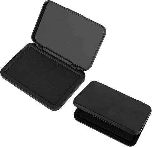 2pcs Black Ink Pads, 10.4x7cm/4.1x2.7in Premium Fingerprints Date Stamp Reusable Black Ink Stamp Pad Suitable for Office Home School & Crafting Supplies in Saudi Arabia