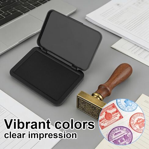 2pcs Black Ink Pads, 10.4x7cm/4.1x2.7in Premium Fingerprints Date Stamp Reusable Black Ink Stamp Pad Suitable for Office Home School & Crafting Supplies in Saudi Arabia