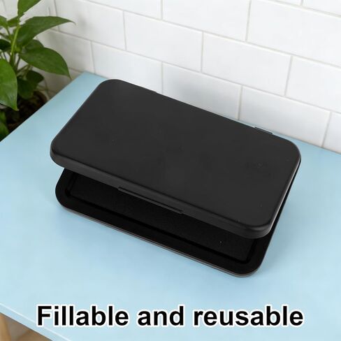 2pcs Black Ink Pads, 10.4x7cm/4.1x2.7in Premium Fingerprints Date Stamp Reusable Black Ink Stamp Pad Suitable for Office Home School & Crafting Supplies in Saudi Arabia
