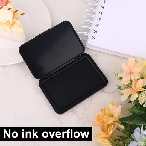 2pcs Black Ink Pads, 10.4x7cm/4.1x2.7in Premium Fingerprints Date Stamp Reusable Black Ink Stamp Pad Suitable for Office Home School & Crafting Supplies in Saudi Arabia