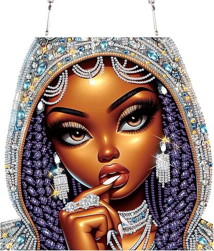 Focart 5D DIY Acrylic Special Shaped Diamonds Painting Hanging Pendant Kits, Lady Jewelry Diamond Art Hanging Window Pendant Ornament for Home Decoration and Gift in Saudi Arabia