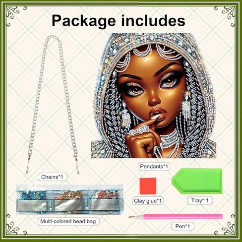 Focart 5D DIY Acrylic Special Shaped Diamonds Painting Hanging Pendant Kits, Lady Jewelry Diamond Art Hanging Window Pendant Ornament for Home Decoration and Gift in Saudi Arabia