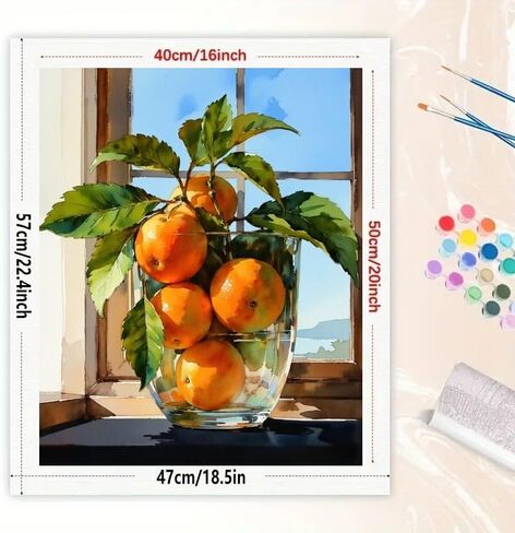 مجموعة طلاء بالأرقام للبالغين - لوحة ترتيب فاكهة الحمضيات DIY على القماش مقاس 16 × 20 بوصة، مجموعة طلاء أكريليك، مناسبة للمبتدئين، فن لتزيين المنزل أو الهدايا in Kuwait
