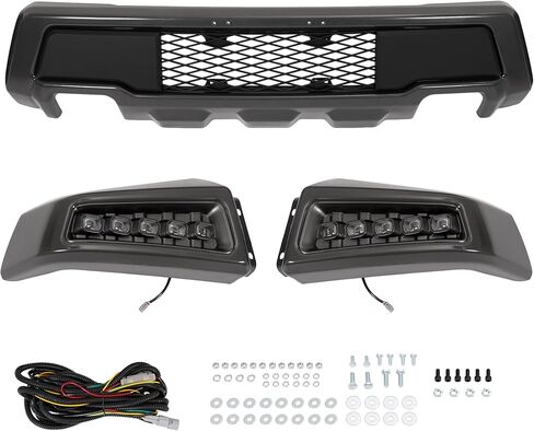 ALMULOO Front Bumper Assembly W/LED Fog Lights Compatible with 2009-2014 Ford F150 Crew/Extended Cab Pickup 4-Door/Standard Cab Pickup 2-Door(Except Raptor Model) Only Raptor Style Steel+Plastic 3 Pcs in Kuwait