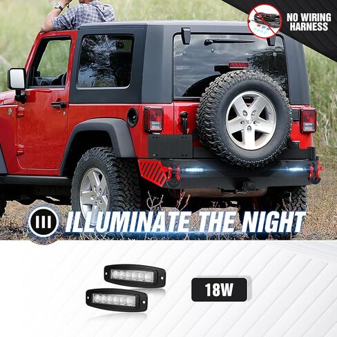 for Wrangler JK JKU Rear Bumper with Spare Tire Carrier Compatible with 2007-2018 Jeep Wrangler JK JKU Bumper with LED Lights, License Plate Frame, 2" Hitch Receiver, Paintable Armor, D-Rings in Kuwait