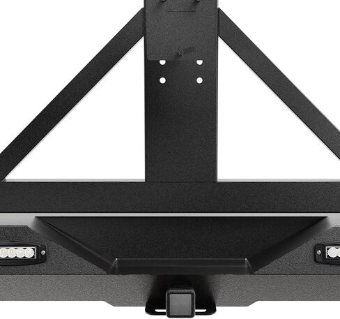 for Wrangler JK JKU Rear Bumper with Spare Tire Carrier Compatible with 2007-2018 Jeep Wrangler JK JKU Bumper with LED Lights, License Plate Frame, 2" Hitch Receiver, Paintable Armor, D-Rings in Kuwait