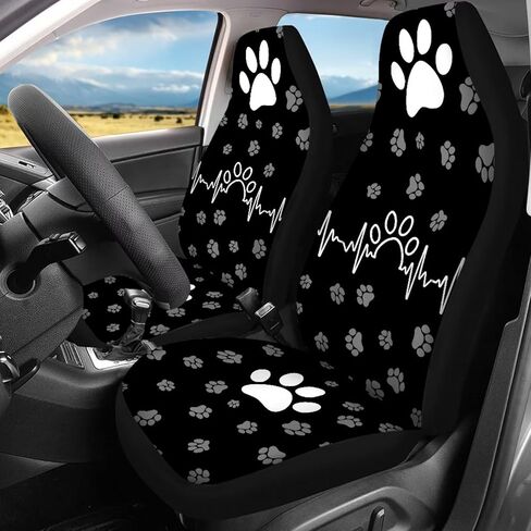 Dog Paws Print Car Seat Covers Full Set, Auto Seat Protector Front & Rear Bench Seat Protectors Universal Fit, for Sedan Truck Van SUV, Cars Interior Accessories in Saudi Arabia