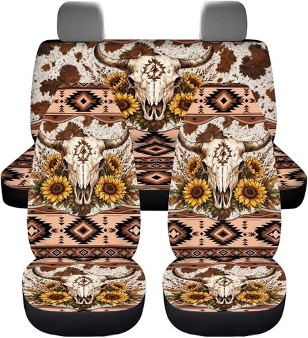 Dog Paws Print Car Seat Covers Full Set, Auto Seat Protector Front & Rear Bench Seat Protectors Universal Fit, for Sedan Truck Van SUV, Cars Interior Accessories in Saudi Arabia