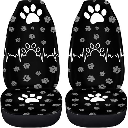 Dog Paws Print Car Seat Covers Full Set, Auto Seat Protector Front & Rear Bench Seat Protectors Universal Fit, for Sedan Truck Van SUV, Cars Interior Accessories in Saudi Arabia