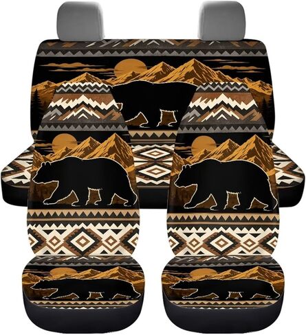 Dog Paws Print Car Seat Covers Full Set, Auto Seat Protector Front & Rear Bench Seat Protectors Universal Fit, for Sedan Truck Van SUV, Cars Interior Accessories in Saudi Arabia