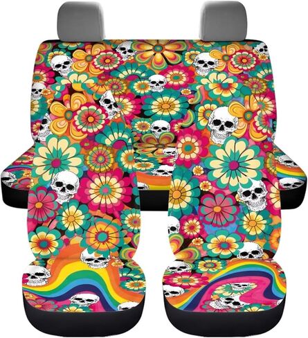 Dog Paws Print Car Seat Covers Full Set, Auto Seat Protector Front & Rear Bench Seat Protectors Universal Fit, for Sedan Truck Van SUV, Cars Interior Accessories in Saudi Arabia