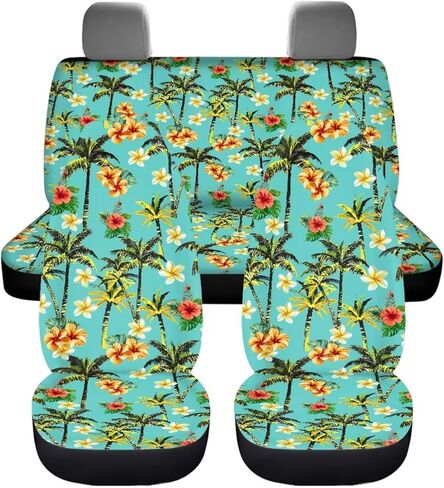 Dog Paws Print Car Seat Covers Full Set, Auto Seat Protector Front & Rear Bench Seat Protectors Universal Fit, for Sedan Truck Van SUV, Cars Interior Accessories in Saudi Arabia