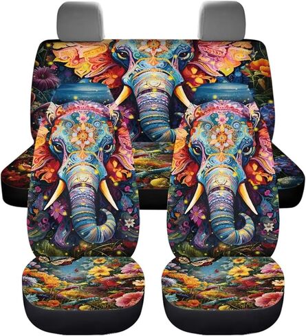 Dog Paws Print Car Seat Covers Full Set, Auto Seat Protector Front & Rear Bench Seat Protectors Universal Fit, for Sedan Truck Van SUV, Cars Interior Accessories in Saudi Arabia
