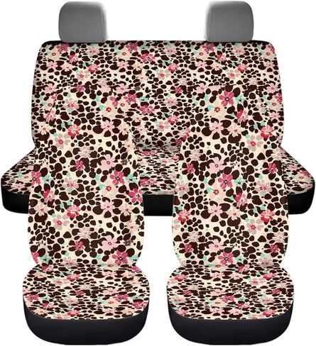 Dog Paws Print Car Seat Covers Full Set, Auto Seat Protector Front & Rear Bench Seat Protectors Universal Fit, for Sedan Truck Van SUV, Cars Interior Accessories in Saudi Arabia