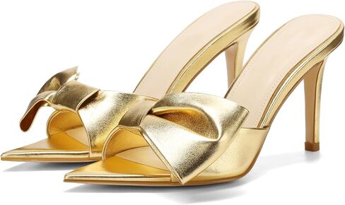 Women's Pointed Open Toe Heels With Bow Fashion Sexy High Kitten Heels Summer Slip on Mules Stiletto Backless Heeled Sandals for Party Daily in Saudi Arabia