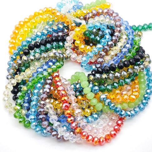 4mm Faceted Glass Crystal Beads Stands Briolette Rondelle Crystal Spacer Beads for Jewelry Making 15 Colors 1600pcs in Saudi Arabia
