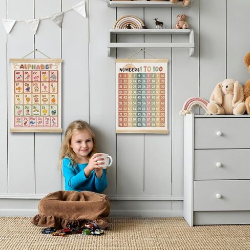 Numbers 1-100 Educational Wall Art Poster,Number Chart Wall Art Decor for 1-6 Toddlers,Boho Count to 100 Learning Posters for Nursery Playroom Preschool,Kids Room Decor,Classroom Must Haves 18.5x14In in Saudi Arabia