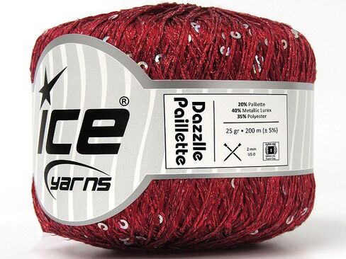 Ice Yarns Dazzle Paillette Red with Iridescent Mini Sequins Yarn - 25 Grams (.88 oz) 200 m (218 Yards), Polyester, Metallic Lurex, Sequins in Kuwait